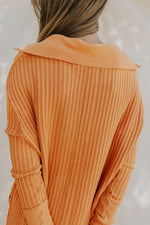 Waffle-Knit Slit Drop Shoulder Top - SHE BADDY© ONLINE WOMEN FASHION & CLOTHING STORE