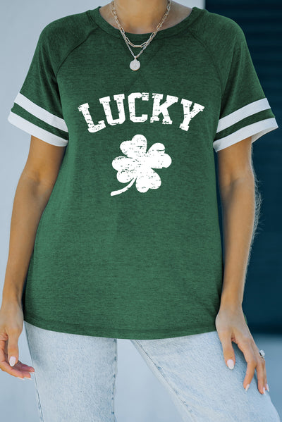 LUCKY Clover Graphic Tee Shirt - SHE BADDY© ONLINE WOMEN FASHION & CLOTHING STORE