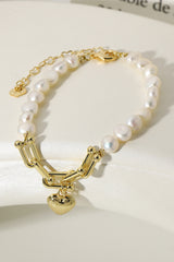 14K Gold Plated Heart Charm Pearl Bracelet - SHE BADDY© ONLINE WOMEN FASHION & CLOTHING STORE