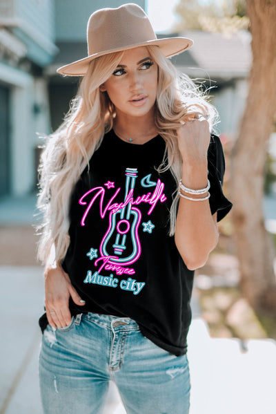 Graphic Short-Sleeve Tee Shirt - SHE BADDY© ONLINE WOMEN FASHION & CLOTHING STORE