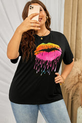 Plus Size Lip Graphic Tee Shirt - SHE BADDY© ONLINE WOMEN FASHION & CLOTHING STORE