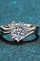 Moissanite Rhodium-Plated Two-Piece Ring Set - SHE BADDY© ONLINE WOMEN FASHION & CLOTHING STORE