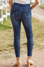 Distressed Button Fly Raw Hem Jeans - SHE BADDY© ONLINE WOMEN FASHION & CLOTHING STORE