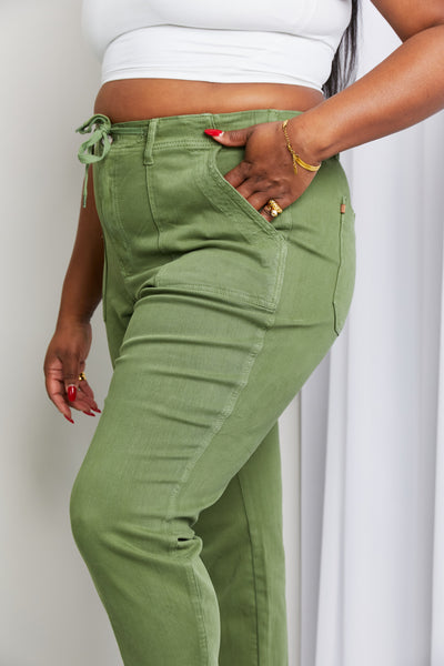 Judy Blue Full Size Drawstring Waist Pocket Jeans - SHE BADDY© ONLINE WOMEN FASHION & CLOTHING STORE