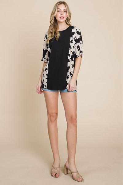 BOMBOM Rodeo Love Ribbed Animal Contrast Tee - SHE BADDY© ONLINE WOMEN FASHION & CLOTHING STORE