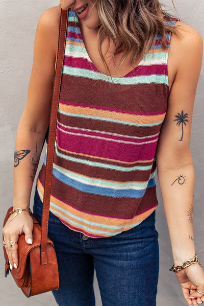 Striped Scoop Neck Tank - SHE BADDY© ONLINE WOMEN FASHION & CLOTHING STORE