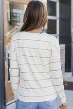 Striped Dropped Shoulder V-Neck Top - SHE BADDY© ONLINE WOMEN FASHION & CLOTHING STORE