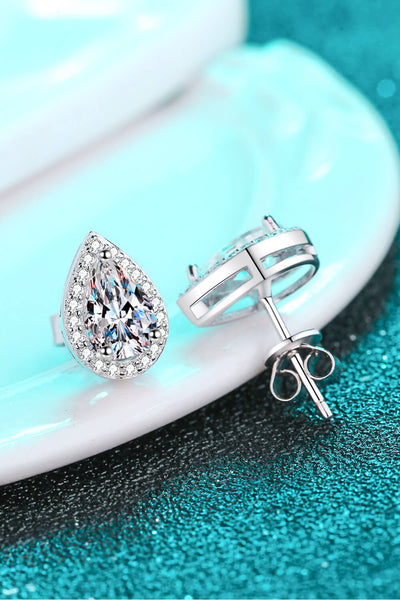 Moissanite Teardrop Stud Earrings - SHE BADDY© ONLINE WOMEN FASHION & CLOTHING STORE