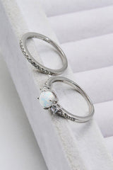 925 Sterling Silver Opal Split Shank Ring - SHE BADDY© ONLINE WOMEN FASHION & CLOTHING STORE