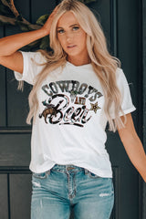 Graphic Round Neck Cuffed Sleeve T-Shirt - SHE BADDY© ONLINE WOMEN FASHION & CLOTHING STORE