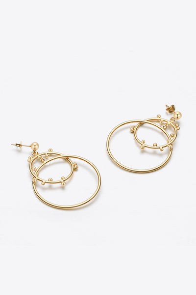 18K Gold-Plated Double Hoop Drop Earrings - SHE BADDY© ONLINE WOMEN FASHION & CLOTHING STORE