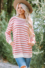 Striped Dropped Shoulder Longline Top - SHE BADDY© ONLINE WOMEN FASHION & CLOTHING STORE
