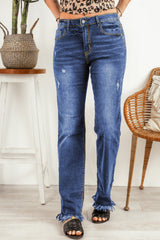 Ripped Frayed Hem Jeans - SHE BADDY© ONLINE WOMEN FASHION & CLOTHING STORE