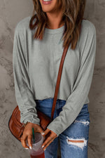 Seam Detail Round Neck Long Sleeve Top - SHE BADDY© ONLINE WOMEN FASHION & CLOTHING STORE