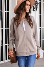 Zip Up Dropped Shoulder Bomber Jacket - SHE BADDY© ONLINE WOMEN FASHION & CLOTHING STORE