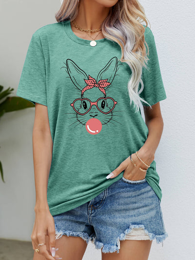 Easter Bunny Graphic Round Neck T-Shirt - SHE BADDY© ONLINE WOMEN FASHION & CLOTHING STORE