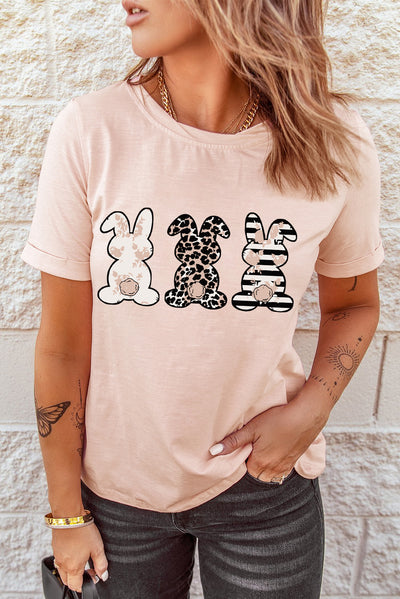 Easter Bunny Graphic Cuffed Tee Shirt - SHE BADDY© ONLINE WOMEN FASHION & CLOTHING STORE