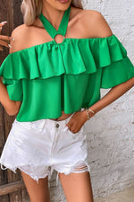 Halter Neck Ruffled Layered Blouse - SHE BADDY© ONLINE WOMEN FASHION & CLOTHING STORE