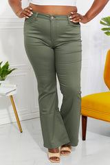Zenana Clementine Full Size High-Rise Bootcut Jeans in Olive - SHE BADDY© ONLINE WOMEN FASHION & CLOTHING STORE