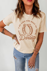 Slogan Graphic Cuffed Sleeve Tee Shirt - SHE BADDY© ONLINE WOMEN FASHION & CLOTHING STORE