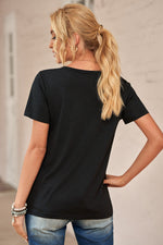 Distressed Short Sleeve Round Neck Tee - SHE BADDY© ONLINE WOMEN FASHION & CLOTHING STORE