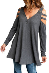 Cutout Waffle Knit Tunic Top - SHE BADDY© ONLINE WOMEN FASHION & CLOTHING STORE