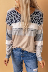 Leopard Color Block Drop Shoulder Top - SHE BADDY© ONLINE WOMEN FASHION & CLOTHING STORE