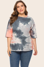 Plus Size Tie-Dye Half Sleeve Tee Shirt - SHE BADDY© ONLINE WOMEN FASHION & CLOTHING STORE