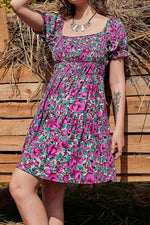 Floral Flounce Sleeve Tiered Dress - SHE BADDY© ONLINE WOMEN FASHION & CLOTHING STORE