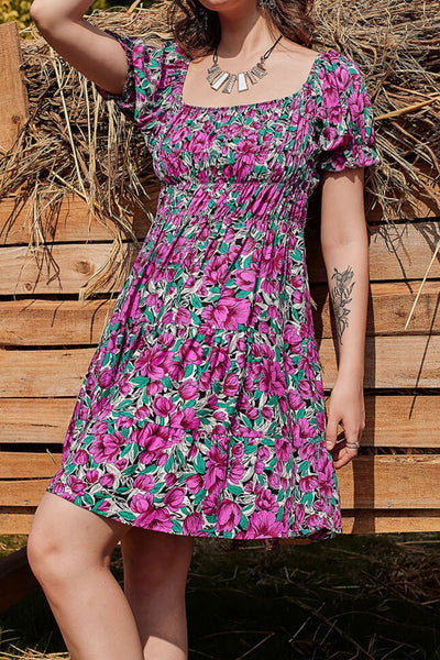 Floral Flounce Sleeve Tiered Dress - SHE BADDY© ONLINE WOMEN FASHION & CLOTHING STORE
