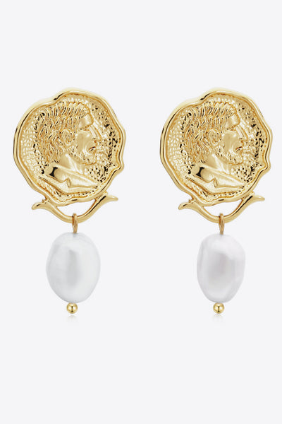 Gold-Plated Pearl Drop Earrings - SHE BADDY© ONLINE WOMEN FASHION & CLOTHING STORE