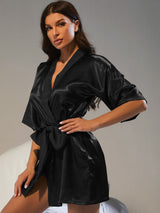 Belted Half Sleeve Robe - SHE BADDY© ONLINE WOMEN FASHION & CLOTHING STORE