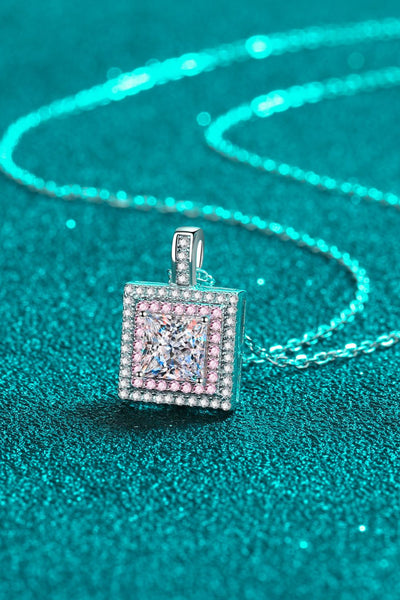 1 Carat Moissanite Square Pendant Chain Necklace - SHE BADDY© ONLINE WOMEN FASHION & CLOTHING STORE