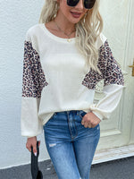 Leopard Color Block Waffle Knit Top - SHE BADDY© ONLINE WOMEN FASHION & CLOTHING STORE