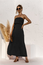 Strapless Tie Waist Tiered Maxi Dress - SHE BADDY© ONLINE WOMEN FASHION & CLOTHING STORE