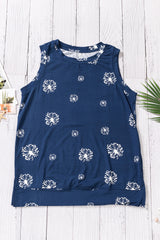 Star Print Tank with Slits - SHE BADDY© ONLINE WOMEN FASHION & CLOTHING STORE