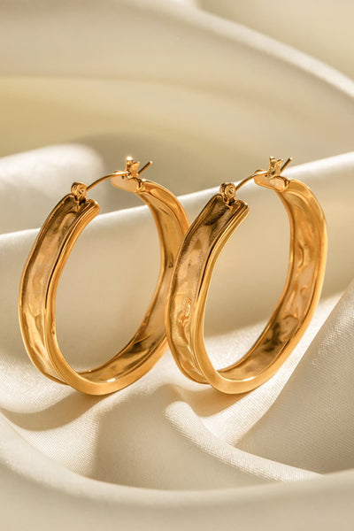 Hammered Stainless Steel Hoop Earrings - SHE BADDY© ONLINE WOMEN FASHION & CLOTHING STORE
