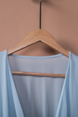 Tied Plunge Smocked Waist Flounce Sleeve Dress - SHE BADDY© ONLINE WOMEN FASHION & CLOTHING STORE
