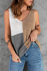 Color Block V-Neck Knitted Tank - SHE BADDY© ONLINE WOMEN FASHION & CLOTHING STORE