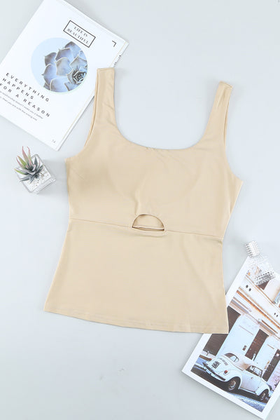 Heathered Cutout Scoop Neck Tank - SHE BADDY© ONLINE WOMEN FASHION & CLOTHING STORE