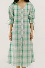 Plus Size Plaid Drawstring Detail Flounce Sleeve Dress - SHE BADDY© ONLINE WOMEN FASHION & CLOTHING STORE