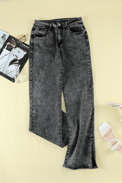 Slit Flare Jeans - SHE BADDY© ONLINE WOMEN FASHION & CLOTHING STORE