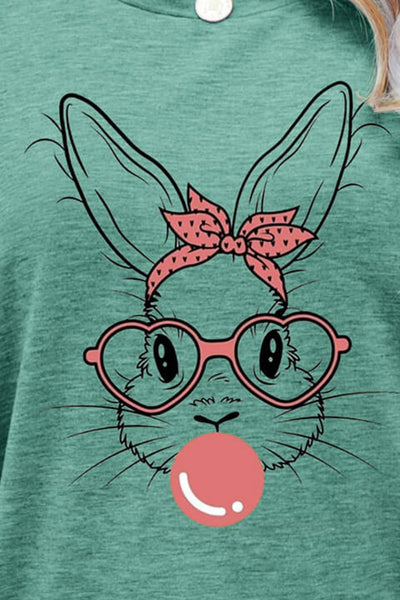 Easter Bunny Graphic Round Neck T-Shirt - SHE BADDY© ONLINE WOMEN FASHION & CLOTHING STORE