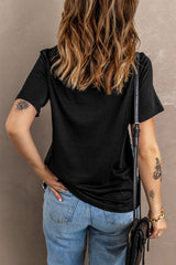 Mixed Print Color Block Round Neck Tee Shirt - SHE BADDY© ONLINE WOMEN FASHION & CLOTHING STORE