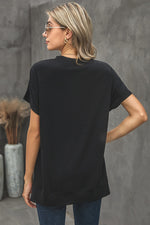 Round Neck Short Sleeve Solid Color Tee - SHE BADDY© ONLINE WOMEN FASHION & CLOTHING STORE