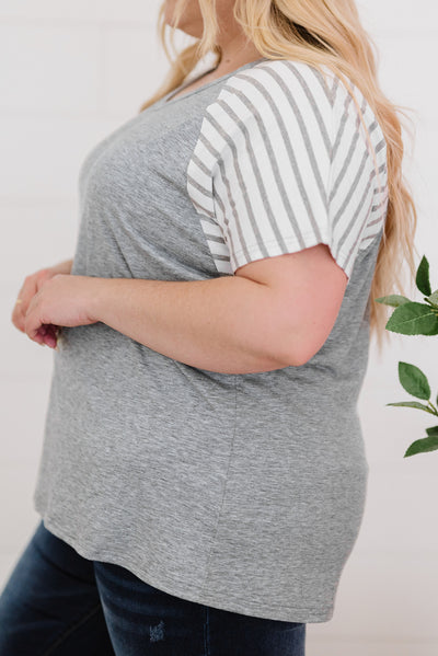 Plus Size Striped Raglan Sleeve T-Shirt - SHE BADDY© ONLINE WOMEN FASHION & CLOTHING STORE