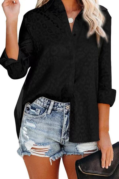 Leopard Side Slit High-Low Shirt - SHE BADDY© ONLINE WOMEN FASHION & CLOTHING STORE