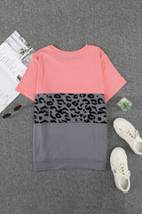 Plus Size Leopard Color Block T-Shirt - SHE BADDY© ONLINE WOMEN FASHION & CLOTHING STORE