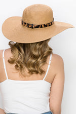 Justin Taylor Printed Belt Sunhat in Beige - SHE BADDY© ONLINE WOMEN FASHION & CLOTHING STORE