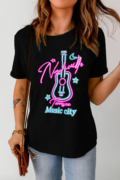 Graphic Short-Sleeve Tee Shirt - SHE BADDY© ONLINE WOMEN FASHION & CLOTHING STORE